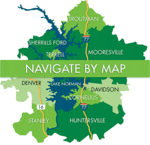 Lake Norman Map by Towns | North Carolina Map of Lake Norman